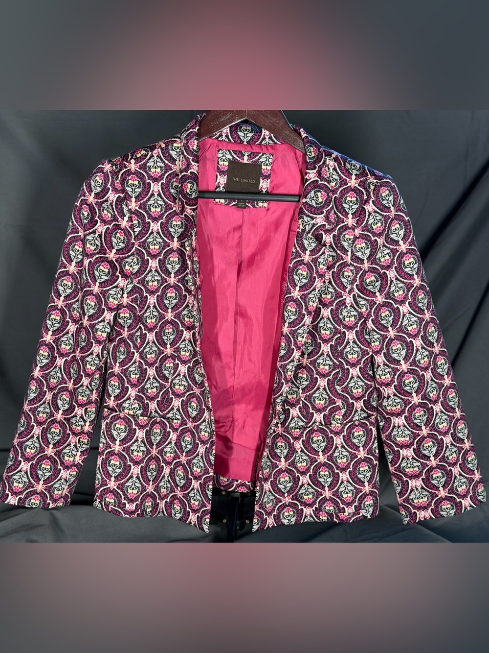 The Limited Floral Pattern Pink & Black Blazer